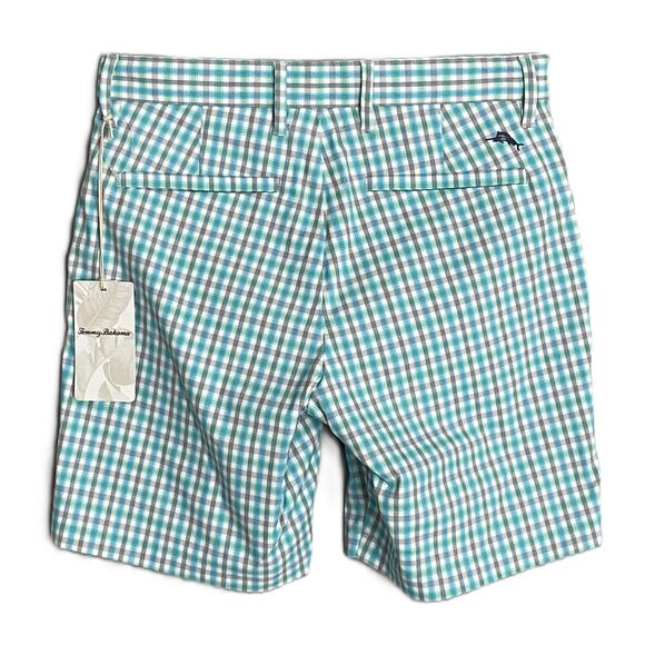 Tommy Bahama Men's 28x8 Island Zone Shorts Blue Gray White Check NEW - Picture 2 of 7